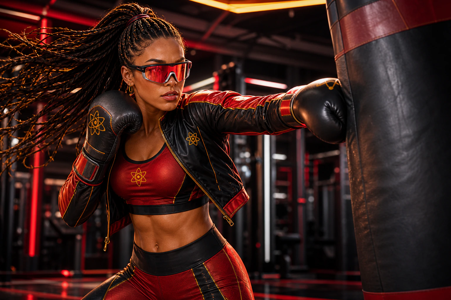 AtomicBod hero wearing the Crimson Strike concept shades