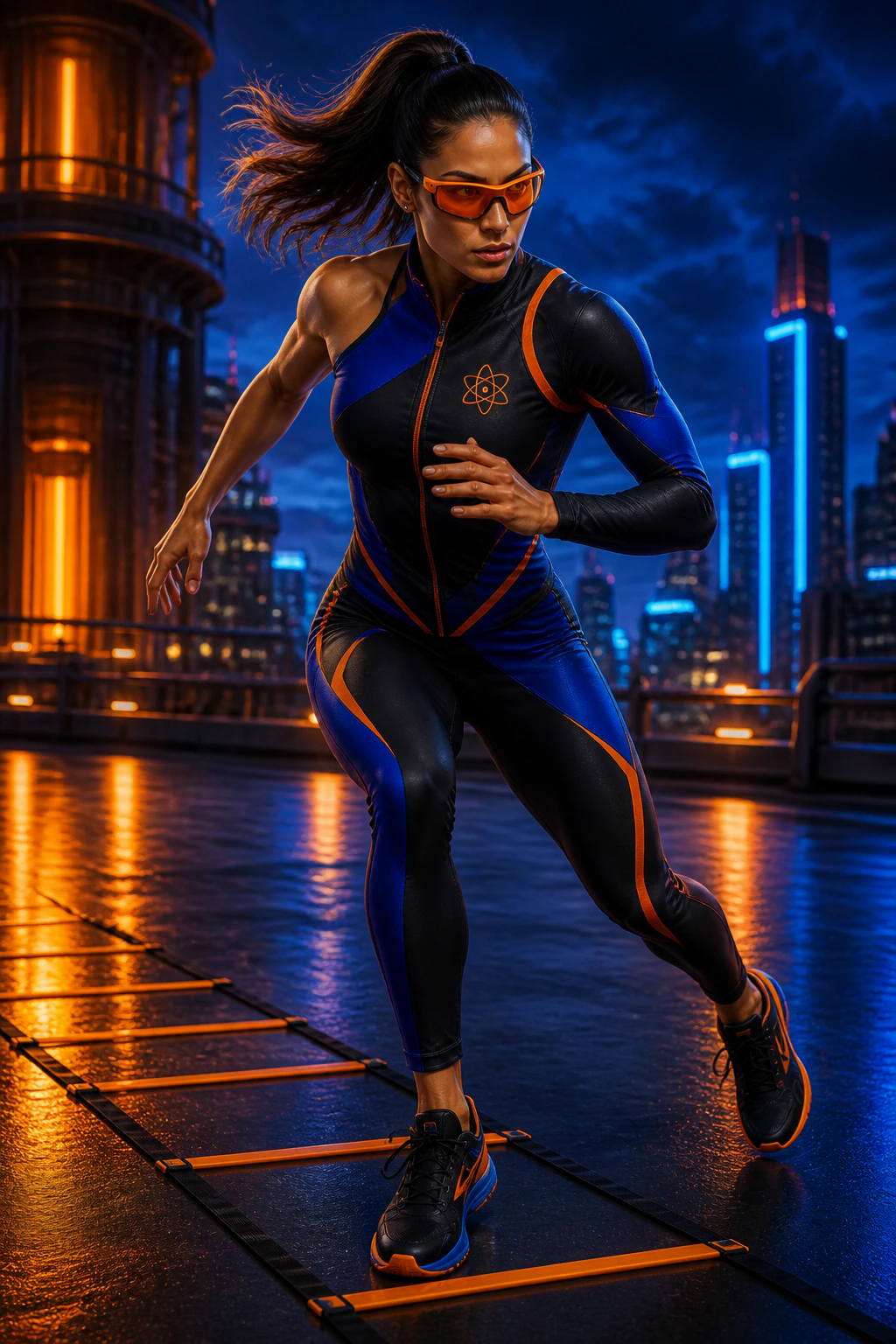 AtomicBod hero wearing the Ember Pursuit concept shades