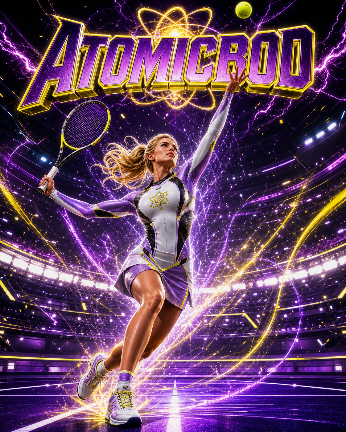 Grand Slam Pulse AtomicBod tennis superhero serving the ball