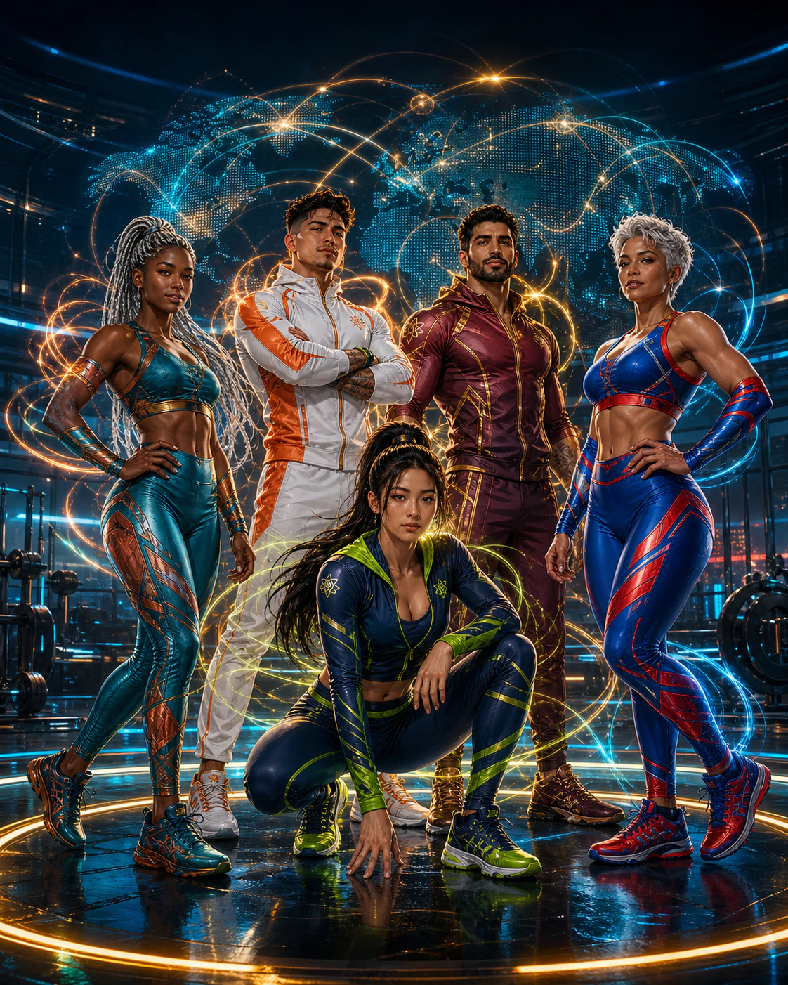 Five new AtomicBod trainer superheroes representing a worldwide fitness community